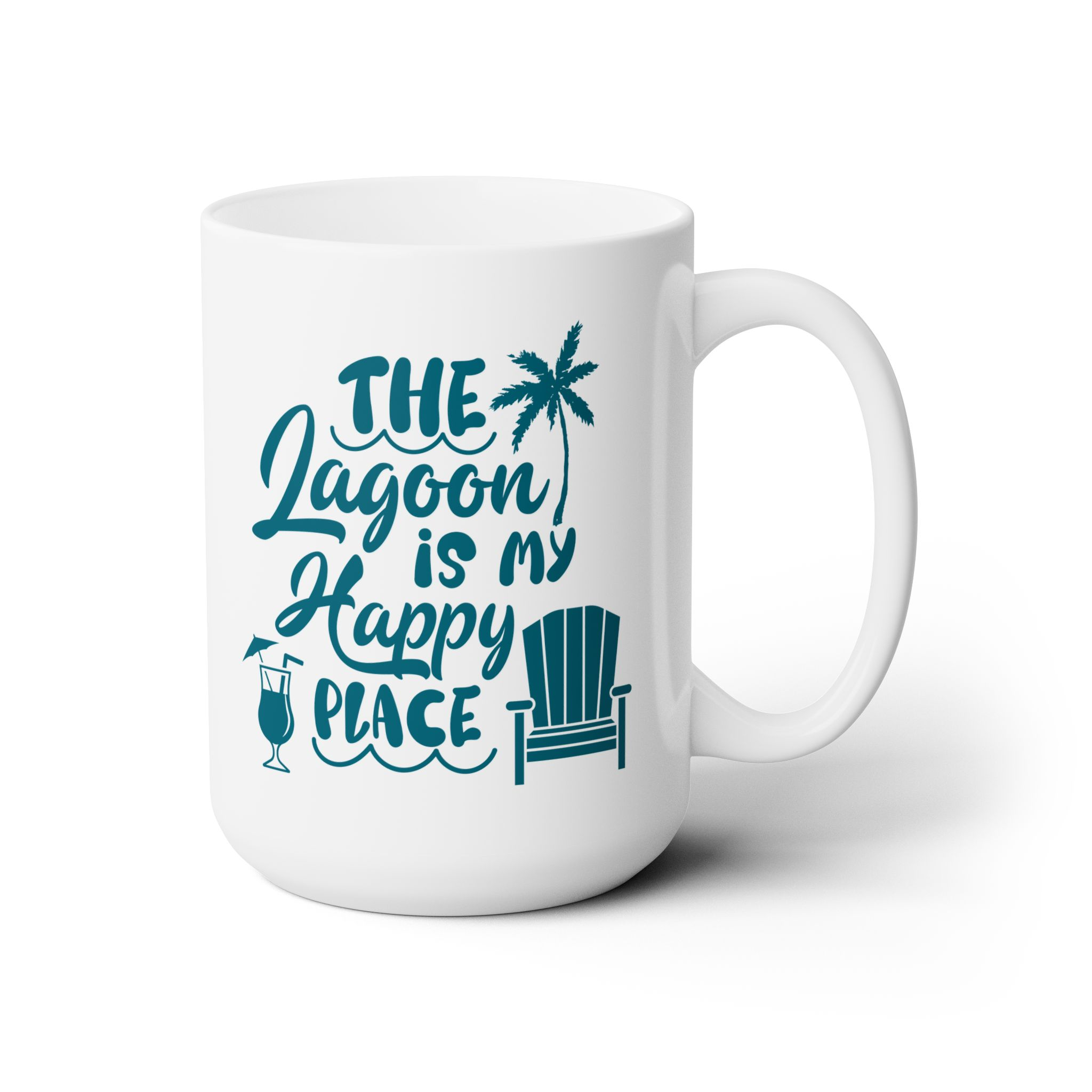 The Lagoon Is My Happy Place Coffee Mug Ceramic Coffee Mug 15oz - Image 3
