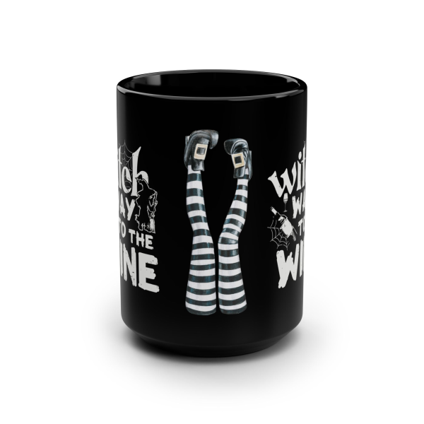 Black Halloween Mug Witch Way To The Wine