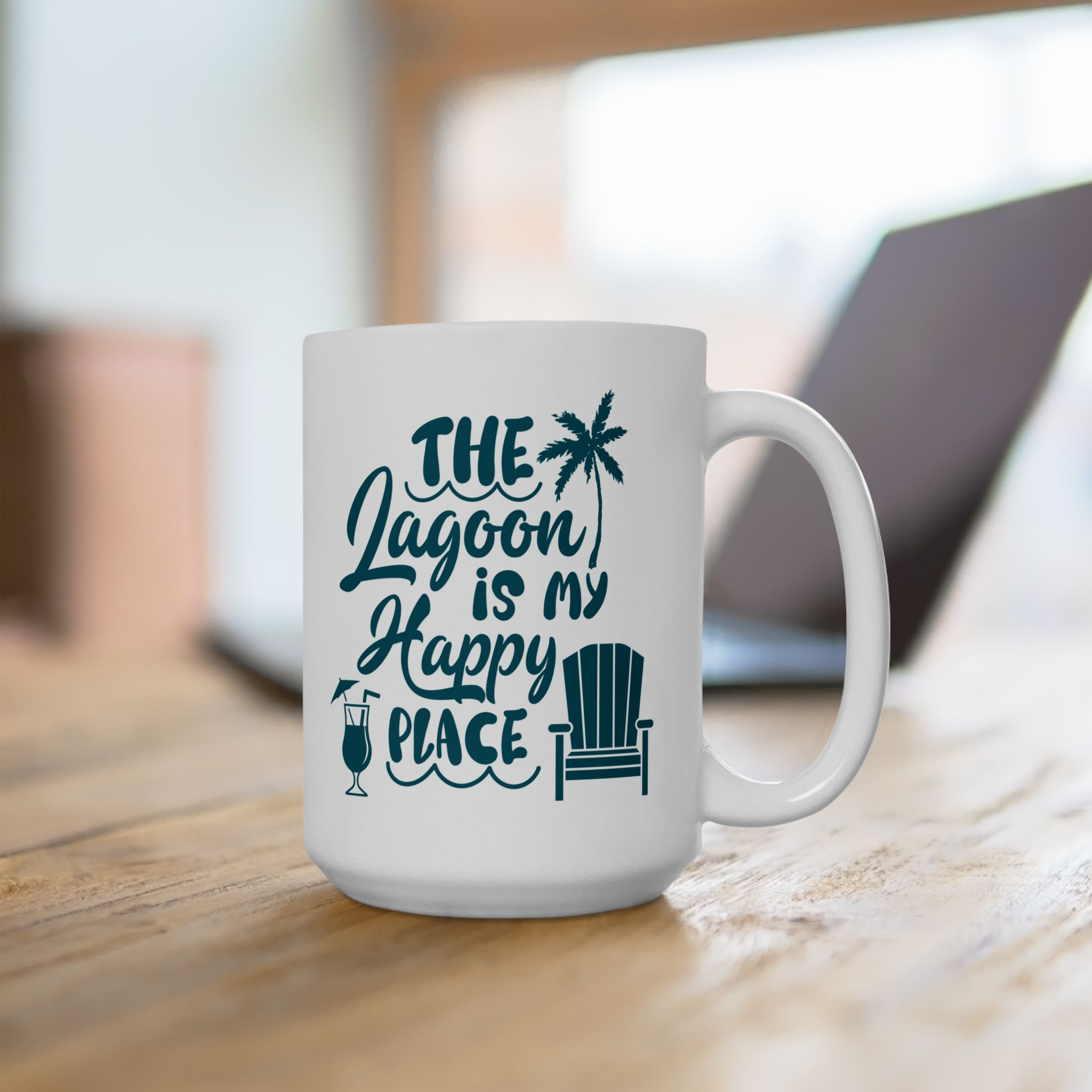The Lagoon Is My Happy Place Coffee Mug Ceramic Coffee Mug 15oz - Image 4
