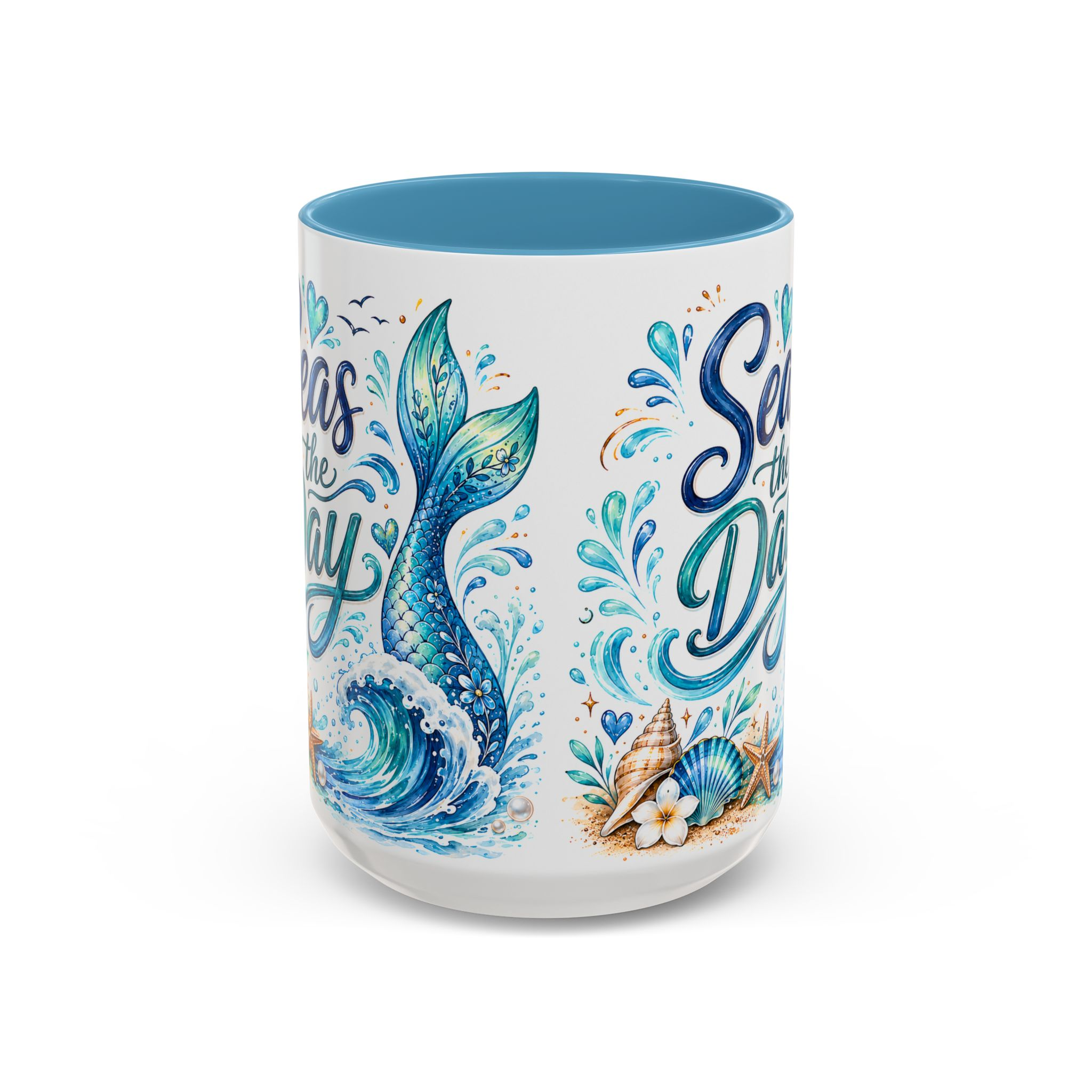 Seas the Day Coffee Mug — Nautical Mermaid Tail Beach Tea Cup (11/15oz) - Image 2