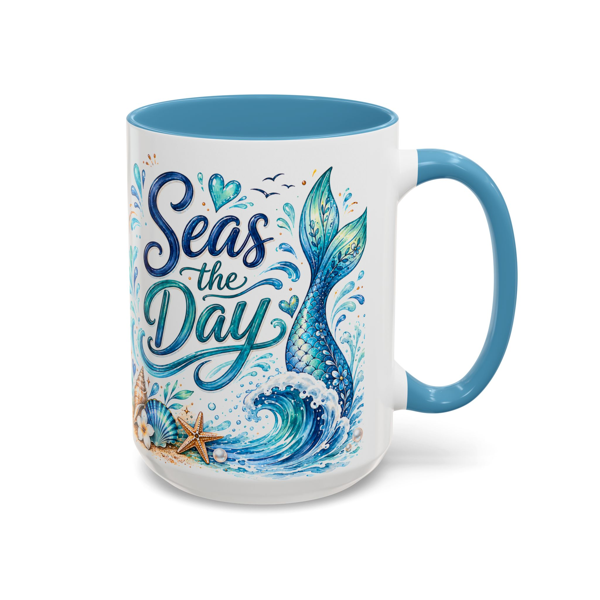 Seas the Day Coffee Mug — Nautical Mermaid Tail Beach Tea Cup (11/15oz) - Image 3