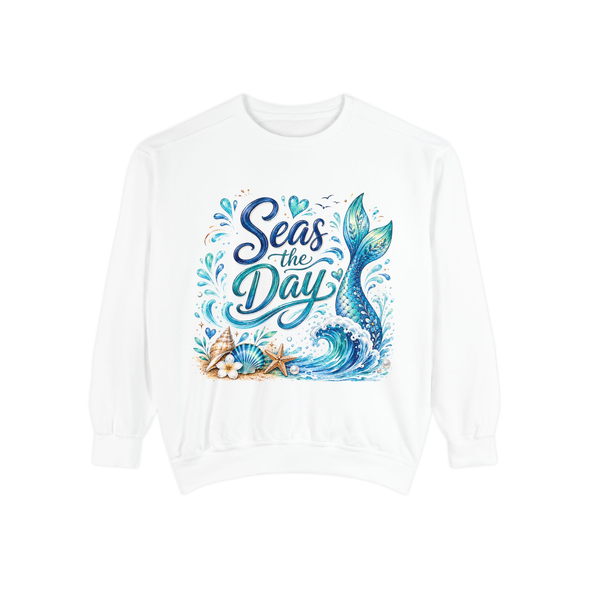 Sweatshirt — "Seas the Day" Mermaid Wave Crewneck - Image 4