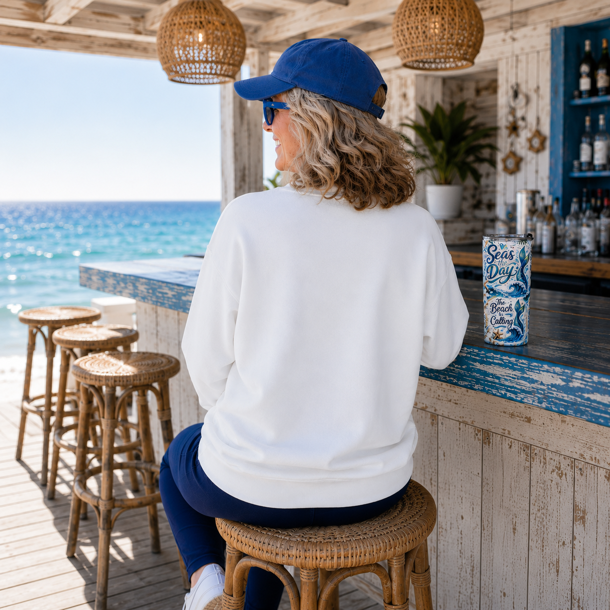 Sweatshirt — "Seas the Day" Mermaid Wave Crewneck - Image 3