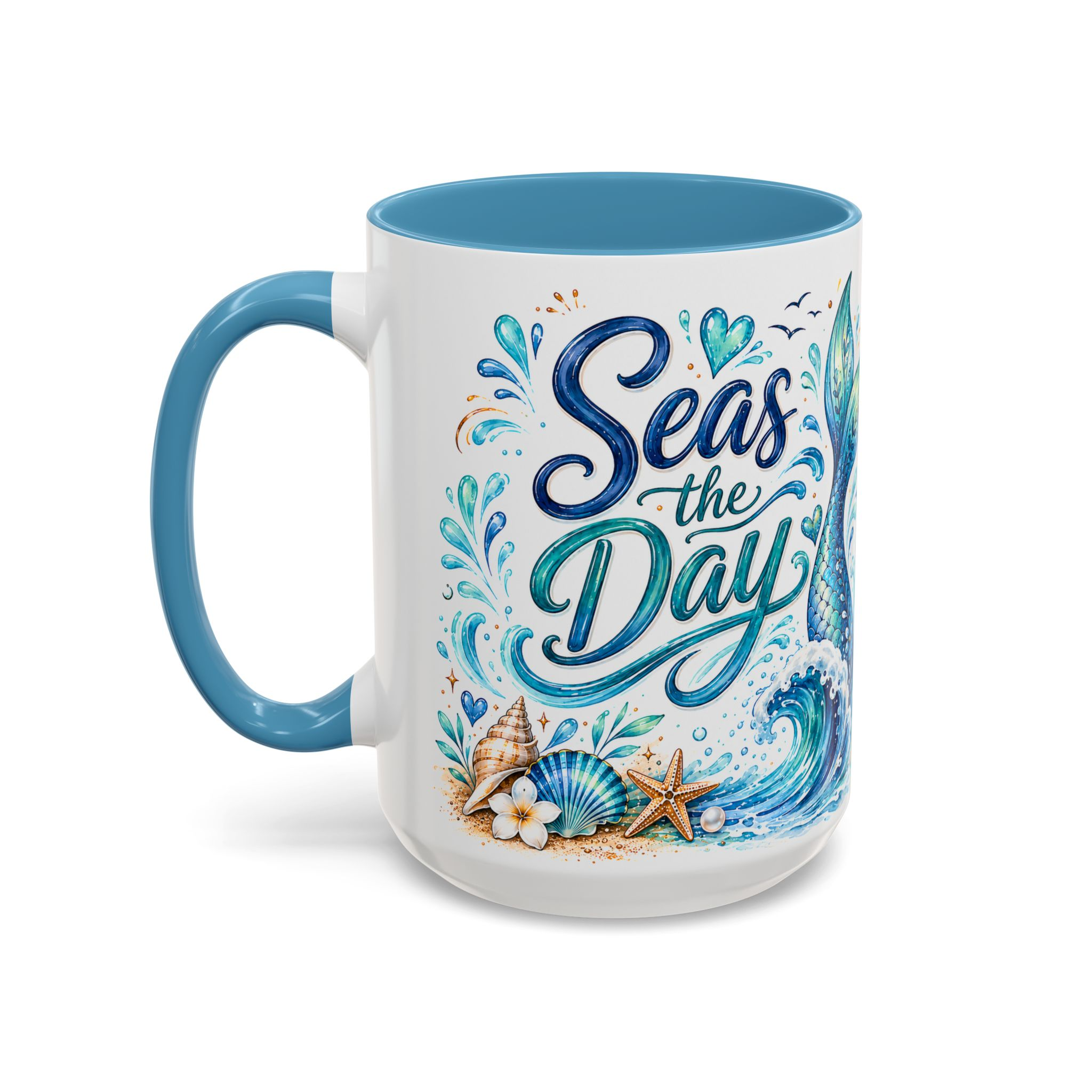 Seas the Day Coffee Mug — Nautical Mermaid Tail Beach Tea Cup (11/15oz) - Image 4